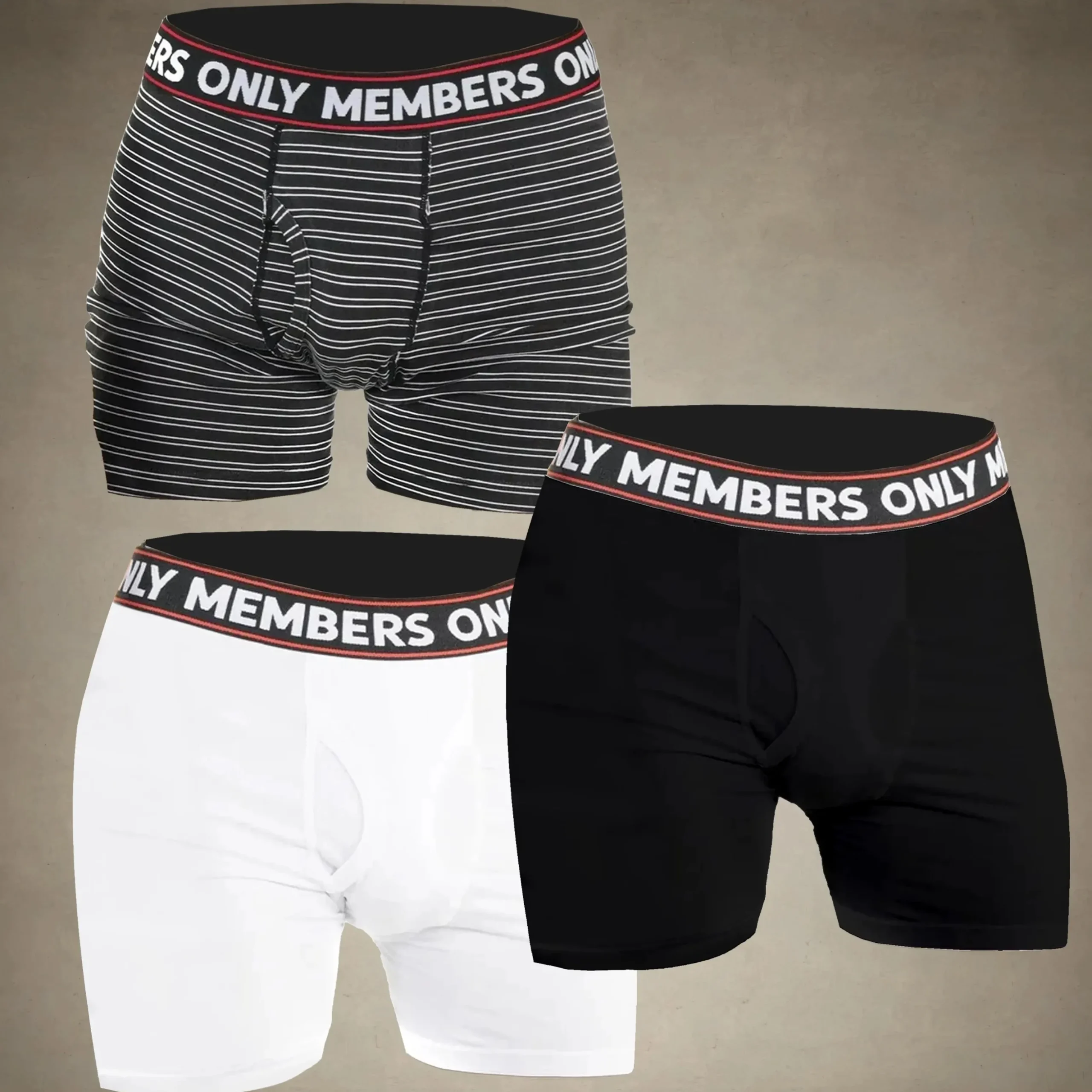 Men's 3 Pack Poly Spandex Athletic Stripe Boxer Briefs - Black White Stripe - FINAL SALE