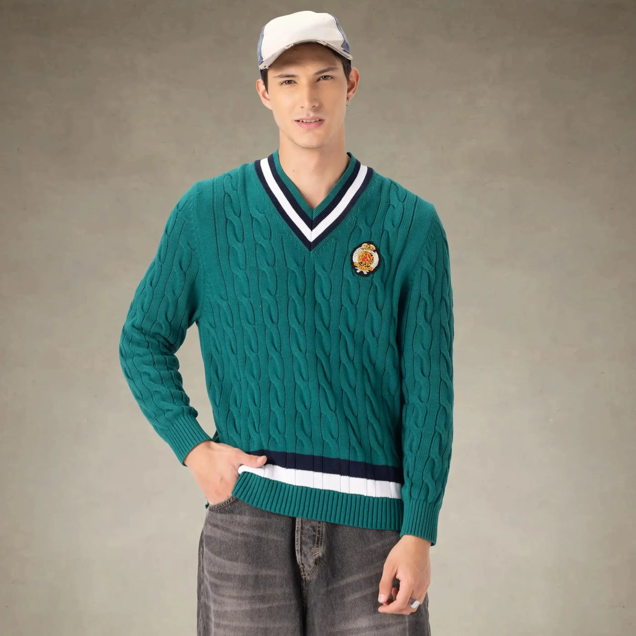 Men's Cable Knit Cricket Sweater