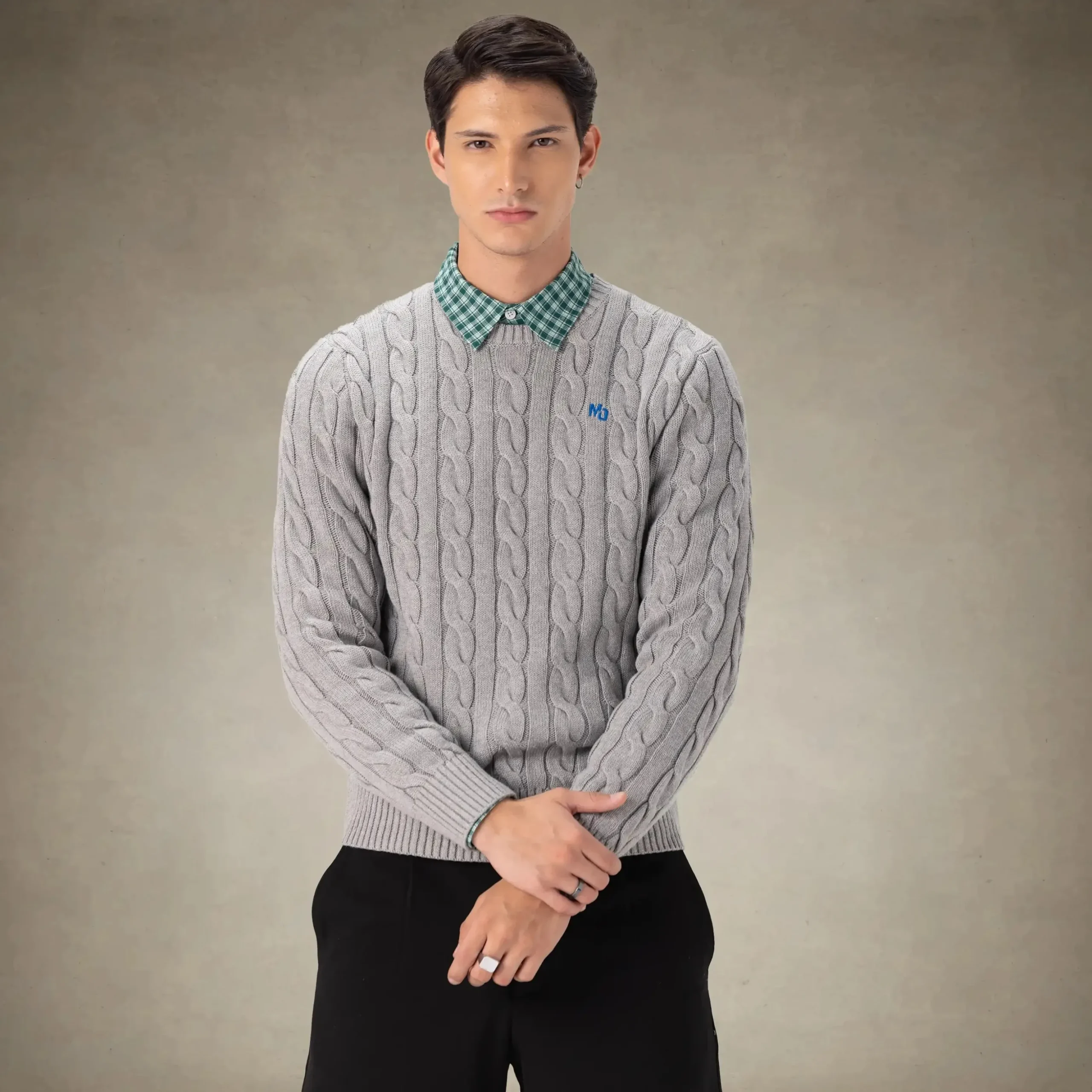 Men's Crew Neck Cable Sweater