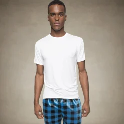 Men's Short Sleeve Bamboo Rayon Sleep Shirt - WHITE - FINAL SALE