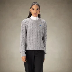 Women's Crew Neck Cable Sweater