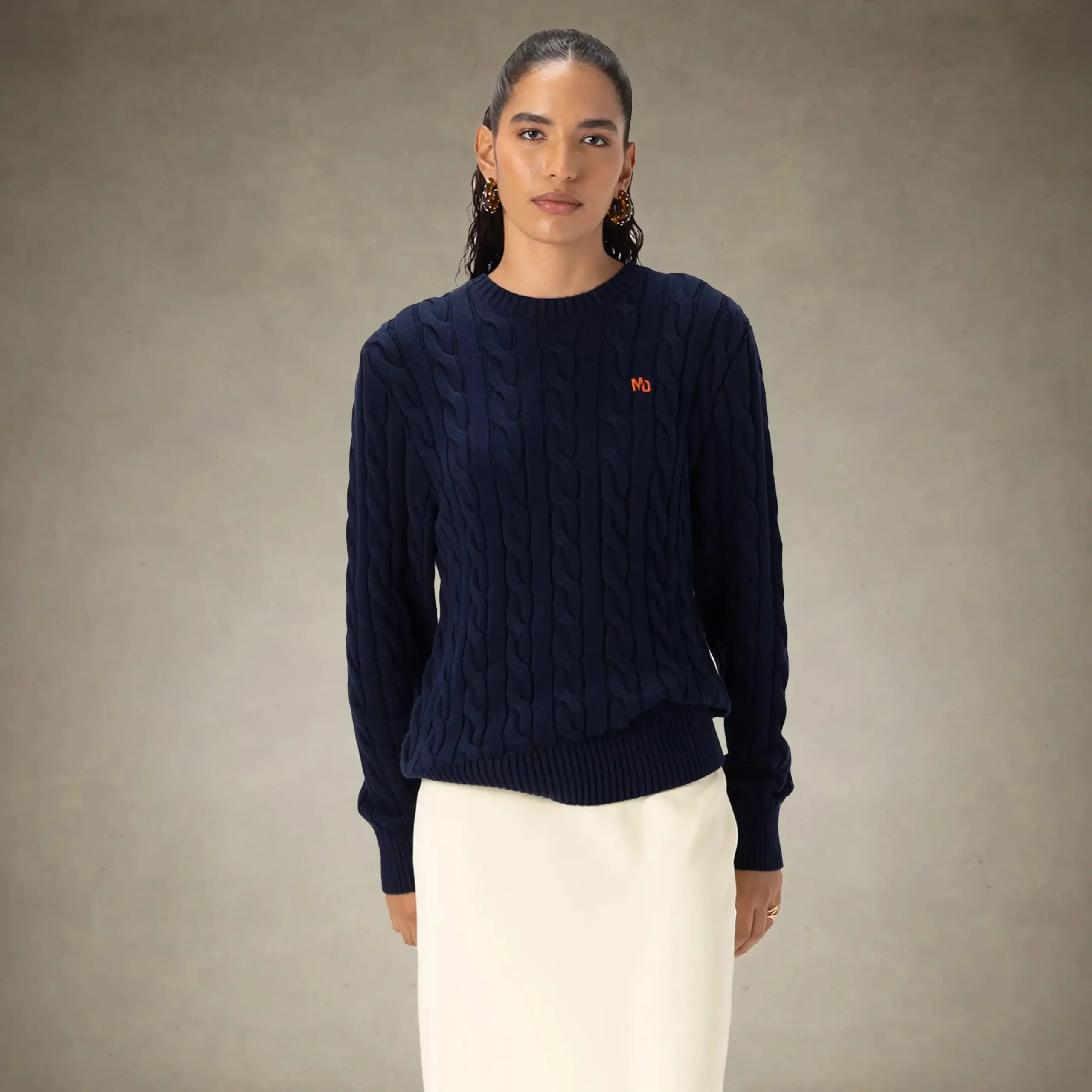 Women's Crew Neck Cable Sweater